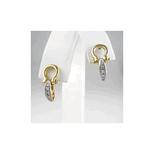 14k Gold Shackle .10cts Earrings - 648 D