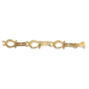 14k Gold Shackle Pulley with Rope & Diamond 8 1/2 Inch Bracelet - 533