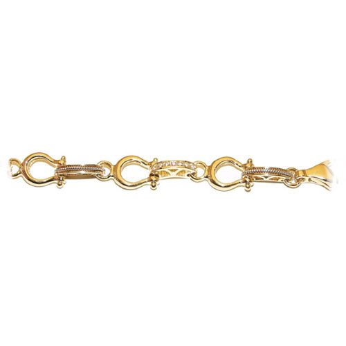 14k Gold Shackle Pulley with Rope & Diamond 8 1/2 Inch Bracelet - 533
