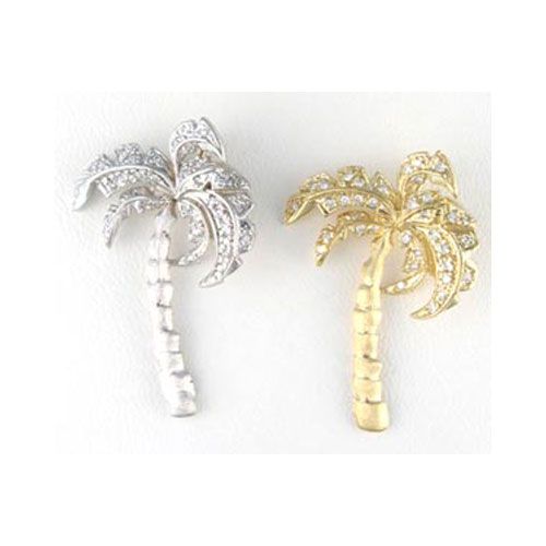 14k Gold Single Palm with Diamonds Pendant - 344 D