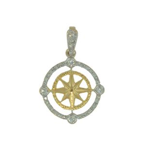 14k Gold Small Compass Rose with .40cts Diamonds Pendant - 458sm D