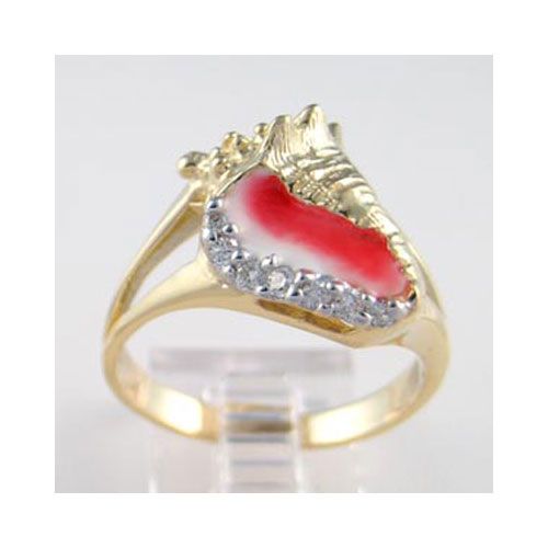 14k Gold Small Conch Diamond Edge Ring - 765 DE