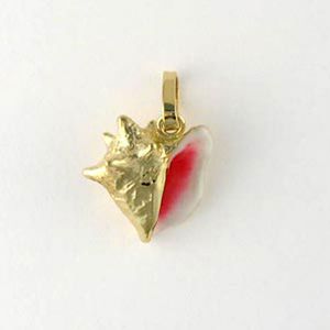 14k Gold Small Conch Enamel Pendant - 247 E