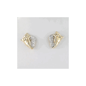 14k Gold Small Conch Hollow Diamond Earrings - 688 HD