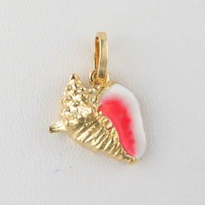 14k Gold Small Conch Hollow Pendant - 375 HE