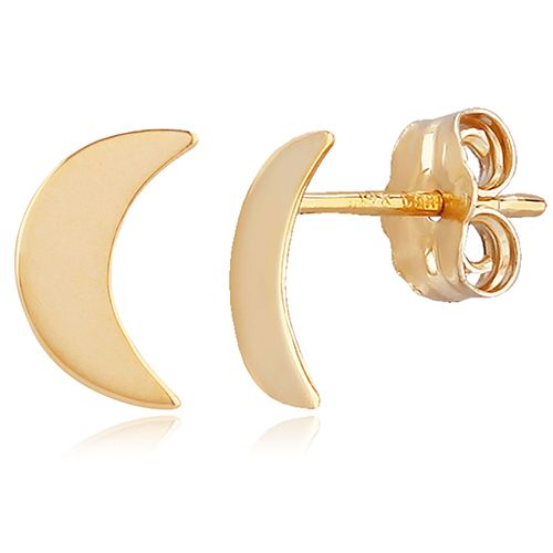 14K Gold Small Crescent Moon Stud Earrings - 02-257