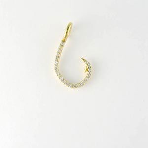 14k Gold Small Diamond Hook Pendant - 356 D