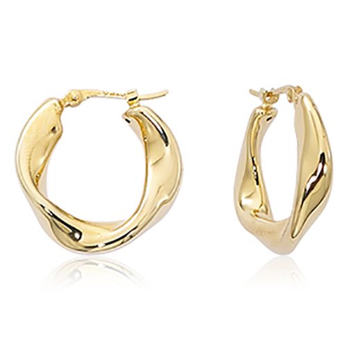14K Gold Small Flat Twist Plain Hoop with SD Earrings
