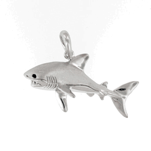 14k Gold Small Great White Shark Pendant - 418