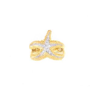 14k Gold Small Luxe Starfish with .20cts Diamond Ring - 793 D