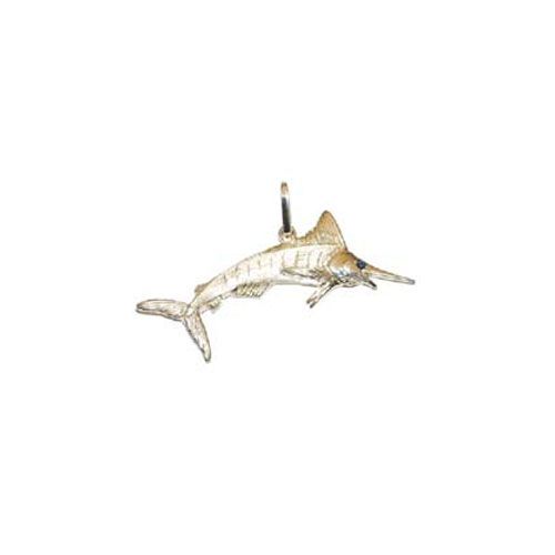 14k Gold Small Marlin Leaping Pendant - 131