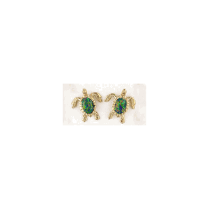 14k Gold Small Opal Turtle Earrings - 620 O