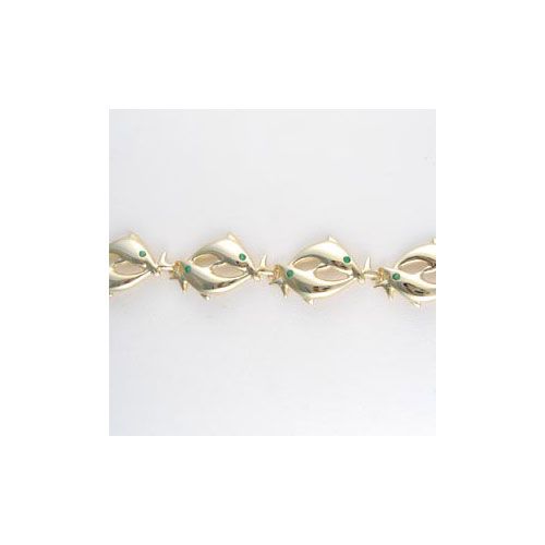 14k Gold Small Porpoise 7 Inch Bracelet - 575