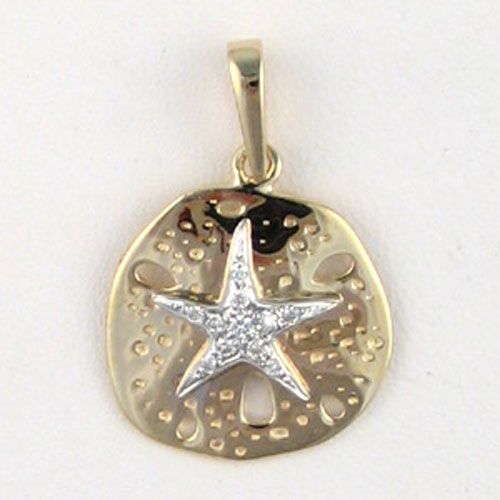 14k Gold Small Sand Dollar with Diamond Pendant - 212 D