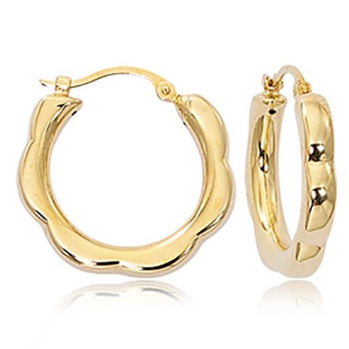 14K Gold Small Scalloped Hoop Earrings
