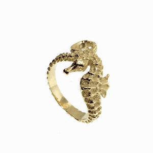14k Gold Small Seahorse Ring - 773