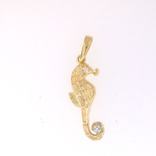14k Gold Small Seahorse with Diamond Pendant - 218 D1