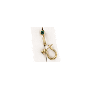 14k Gold Small Shackle with Stone Earrings - 617 STN