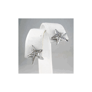 14k Gold Small Star with Diamond .11cts Earrings - 654 D