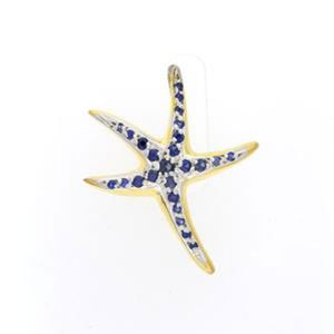 14k Gold Small Starfish Sapphire Pendant - 261 S