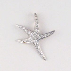 14k Gold Small Starfish with Diamond Pendant - 261 D