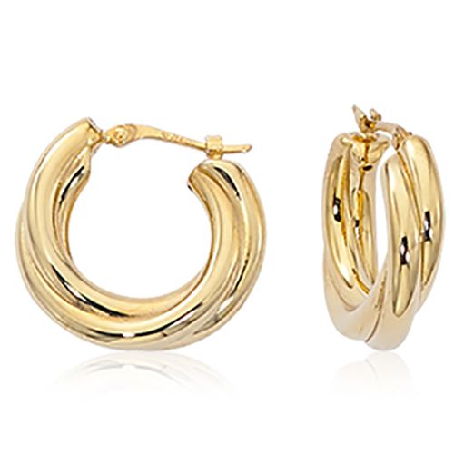 14K Gold Small Triple Tube Twist Earrings