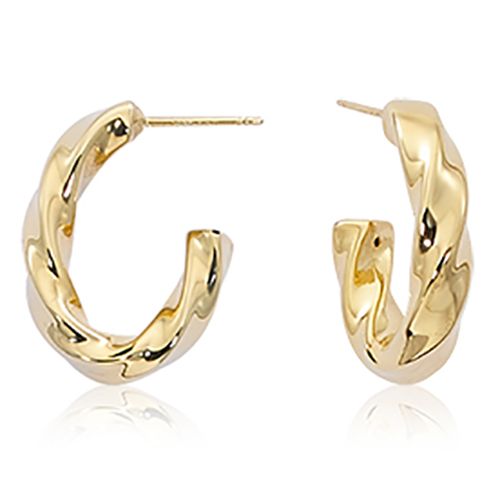 14K Gold Small Twisted Oval Hoop with Post Earrings
