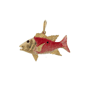 14k Gold Snapper with Enamel Pendant - 176 E