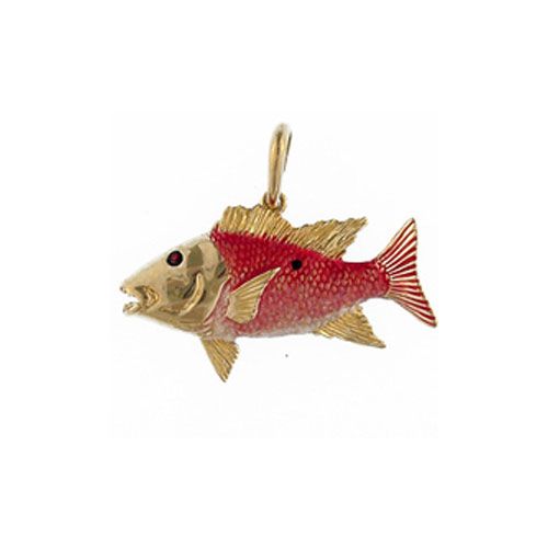 14k Gold Snapper with Enamel Pendant - 176 E