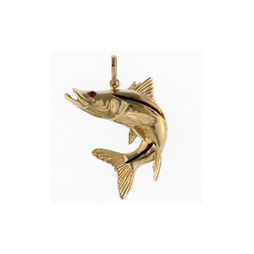 14k Gold Snook Curl Tail Pendant - 192