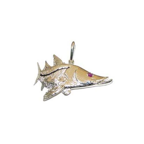 14k Gold Snook Curved Pendant - 139