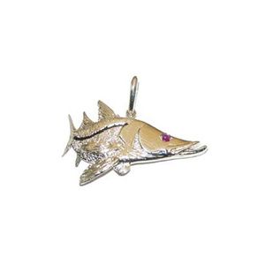 14k Gold Snook Curved Pendant - 139