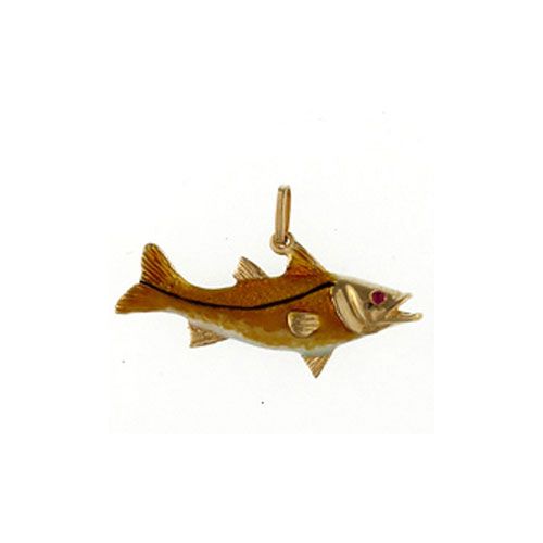 14k Gold Snook Enamel Pendant - 108 E