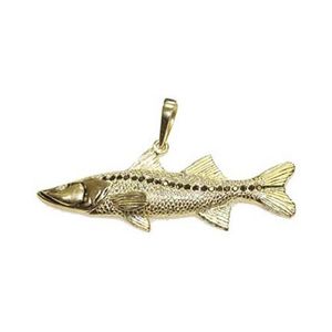14k Gold Snook Straight with Black Diamond Pendant - 141 BD