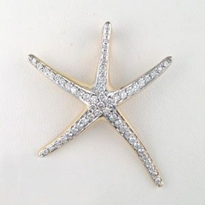 14k Gold Spider Starfish with Diamond Pave Pendant - 200 D