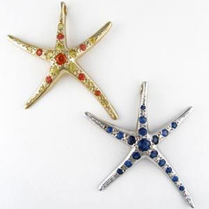 14k Gold Spider Starfish with Sapphire Pendant - 200 S
