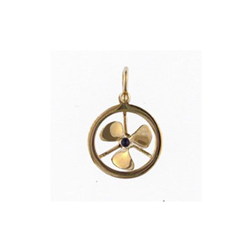 14k Gold Spinning Prop with Sapphire Small Pendant - 312