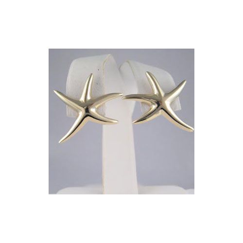 14k Gold Star Large Earrings - 666