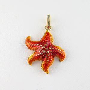 14k Gold Starfish Enamel Pendant - 374 E