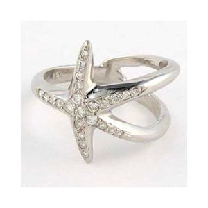 14k Gold Starfish with Diamond Ring - 729 D