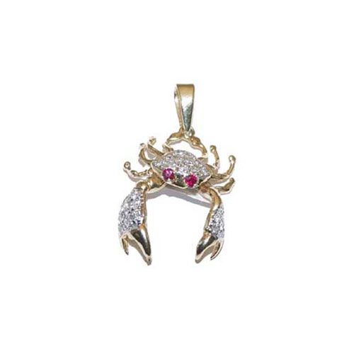 14k Gold Stone Crab Pave Pendant - 128 D