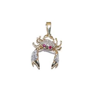 14k Gold Stone Crab Pave Pendant - 128 D