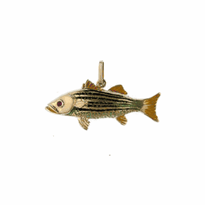14k Gold Striped Bass Enamel Pendant - 167 E