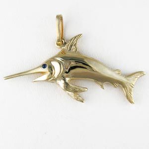 14k Gold Swordfish Pendant - 203