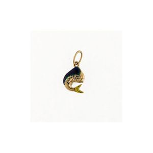 14k Gold Tiny Mahi Enamel Pendant - 187 E