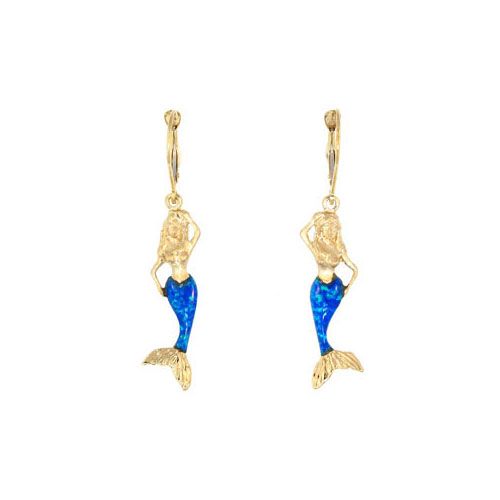 14k Gold Tiny Mermaid Opal Earrings - 677 O