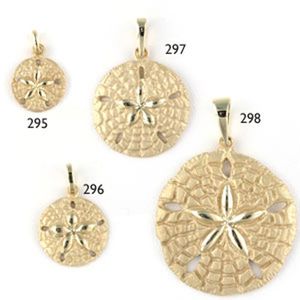 14k Gold Tiny Sand Dollar Realistic Pendant - 295