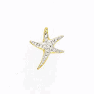 14k Gold Tiny Spider Star with Diamond Pendant - 228 D