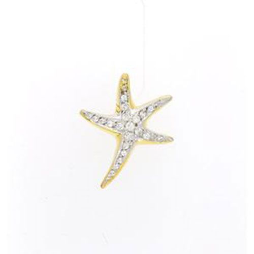 14k Gold Tiny Spider Star with Diamond Pendant - 228 D