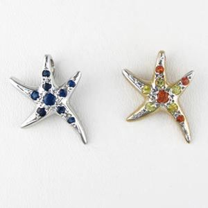 14k Gold Tiny Spiderstar with Sapphire Pendant - 228 S